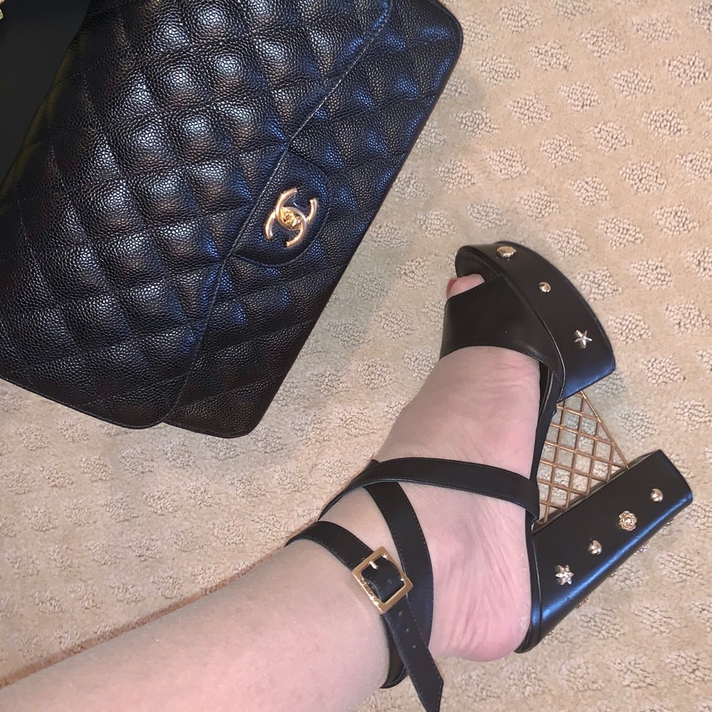 **Sold** Chanel shoes platform studded heels